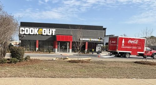 Cook Out Restaurant on Skibo Road Showing Progress